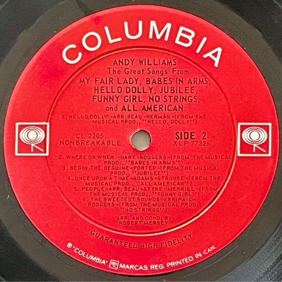 ANDY WILLIAMS Records ~ LONELY STREET + MY FAIR LADY & OTHER BROADWAY HITS + ... - Picture 11 of 15